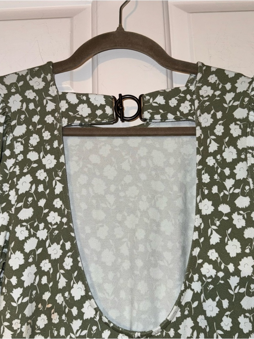 Free People Rosie Midi Dress Green white Floral Knit Open Back buckle S - Picture 13 of 16